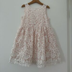 White and Light Pink Little Girl Formal Dress Size 7/8